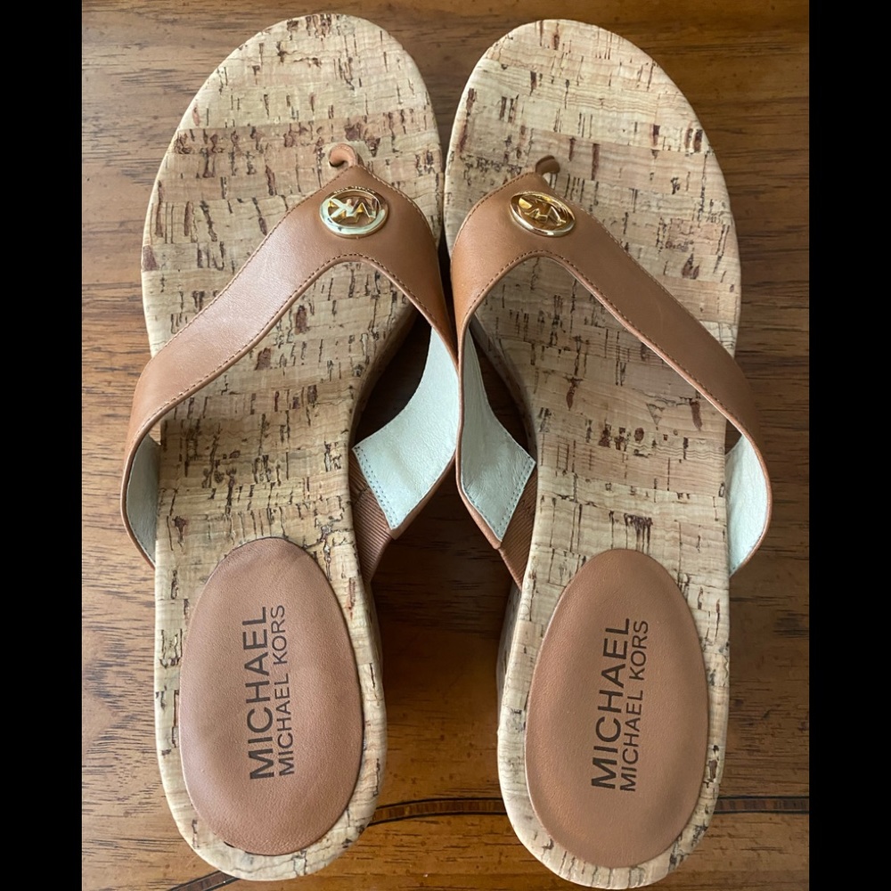 Michael Kors Ladies Tan Leather Wedge shoes